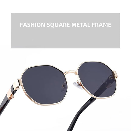 Lunettes de soleil octogonales vintage avec chaîne