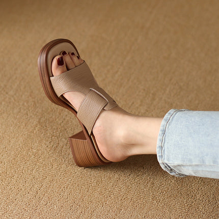 Sandalias de tacón alto de piel con punta abierta