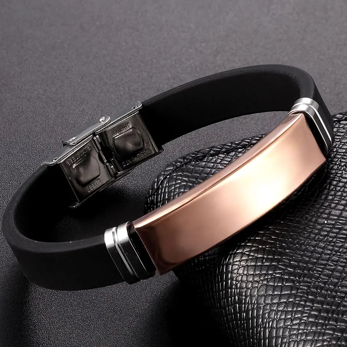 Unisex Stainless Steel and Silicone ID Bracelet