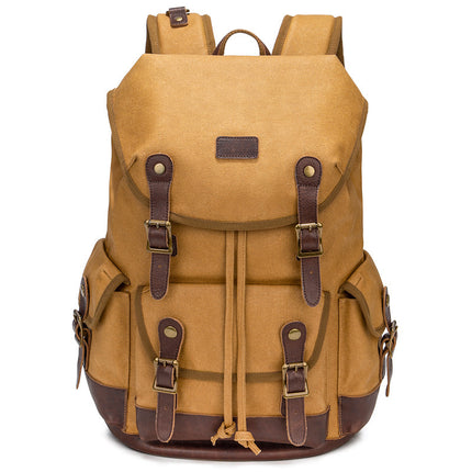 Mochila vintage de lona para exteriores, de gran capacidad, resistente al agua