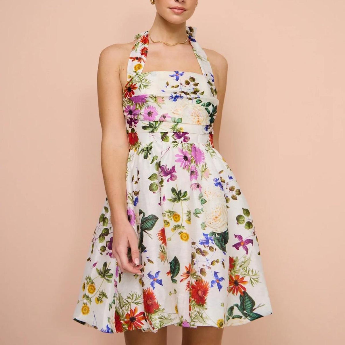 Printed Halter Sleeveless Mini Dress