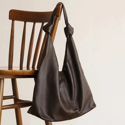 Sac à bandoulière en cuir véritable souple surdimensionné coréen pour femme