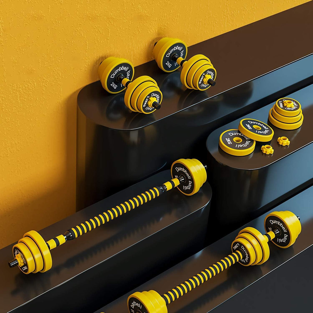 44LB Adjustable Dumbbell Barbell Pair