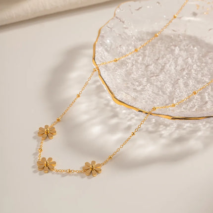 Collier Trio de Marguerites Dorées