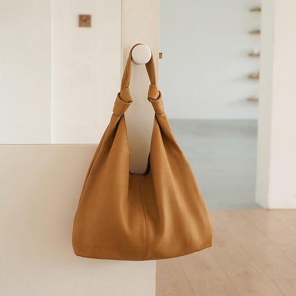 Sac à bandoulière en cuir véritable souple surdimensionné coréen pour femme