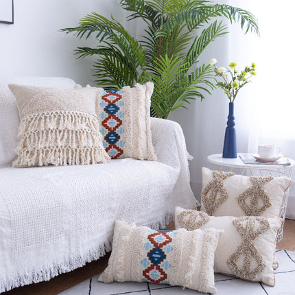 Tufted Throw Pillow Moroccan Fringed Waist Pillow Case - Wnkrs