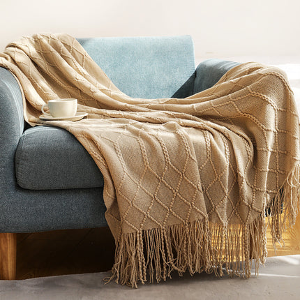 Pure Color Coral Fleece Knitted Sofa Blanket - Wnkrs