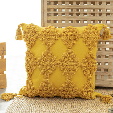 Home Furnishing Tufted Throw Pillow With Tassels Sofa Pillow Cushion - Wnkrs