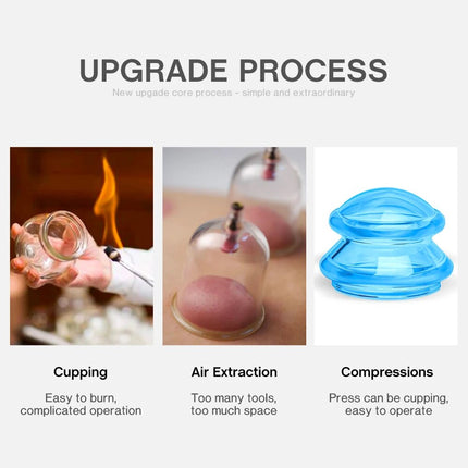 Juego de ventosas de silicona para masajes adelgazantes corporales y faciales: frascos de succión al vacío