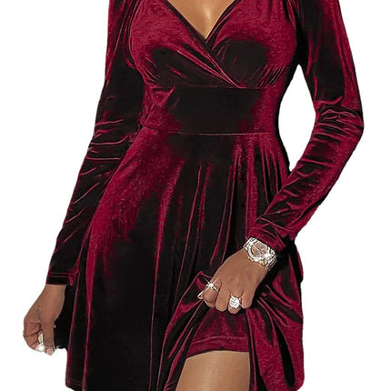 Autumn Festival Christmas Long Sleeve V-neck Dress