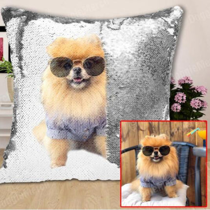 Sequins Throw Pillowcase with Custom Photo - Wnkrs