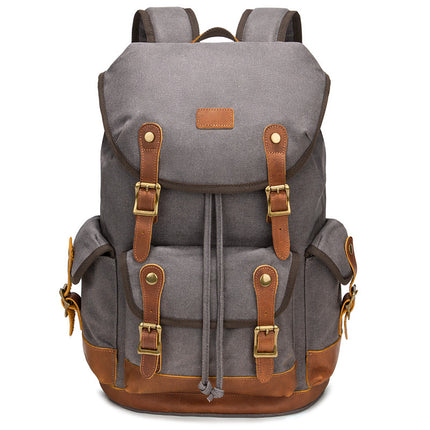 Mochila vintage de lona para exteriores, de gran capacidad, resistente al agua
