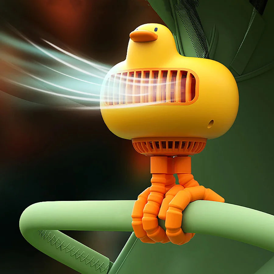 Yellow Duck Rechargeable Fan with 130° Oscillation