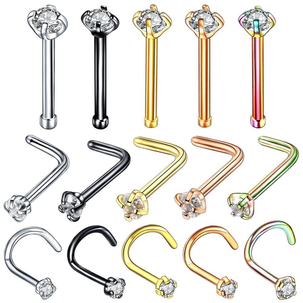 Stainless Steel Crystal Nose Stud Piercing