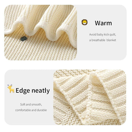 Couverture en tricot de coton doux pour bébé - Motif à pois unisexe pour poussette et berceau