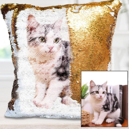 Sequins Throw Pillowcase with Custom Photo - Wnkrs
