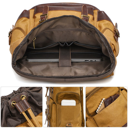Mochila vintage de lona para exteriores, de gran capacidad, resistente al agua