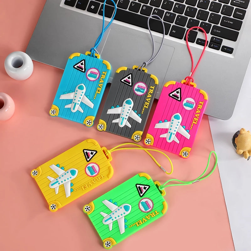 Plane-Design Luggage Tags with ID Holders