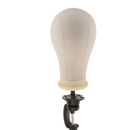 Professional Styling Head Canvas Training Head Cork Block Mannequin Head with Table Clamp Wig Making Hat Display - Wnkrs