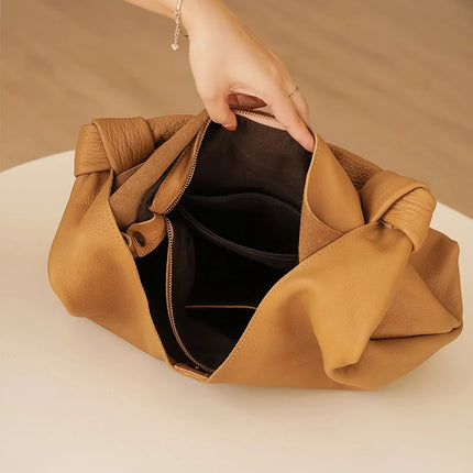 Sac à bandoulière en cuir véritable souple surdimensionné coréen pour femme
