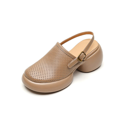 Tacones de plataforma con punta redonda y diseño calado de elegancia veraniega