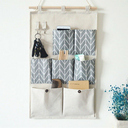 Cotton and Linen Wall Hanging Organizer Bag - Wnkrs