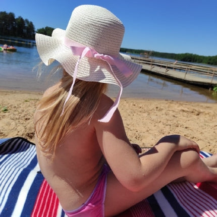 Ribbon Wavy Straw Hat for Kids - Wnkrs