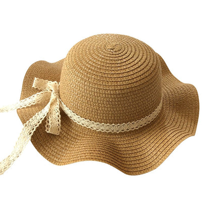 Ribbon Wavy Straw Hat for Kids - Wnkrs