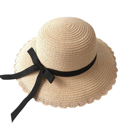 Ribbon Wavy Straw Hat for Kids - Wnkrs