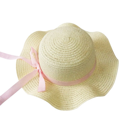 Ribbon Wavy Straw Hat for Kids - Wnkrs