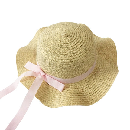 Ribbon Wavy Straw Hat for Kids - Wnkrs