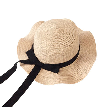 Ribbon Wavy Straw Hat for Kids - Wnkrs