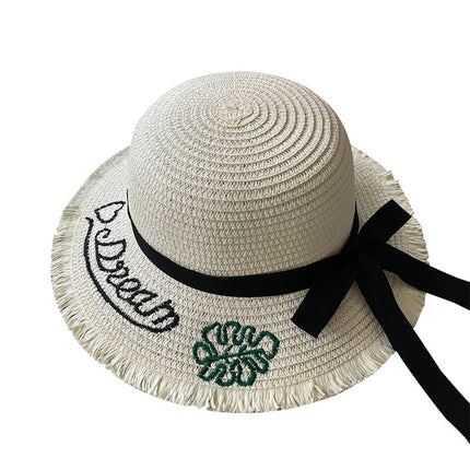 Ribbon Wavy Straw Hat for Kids - Wnkrs