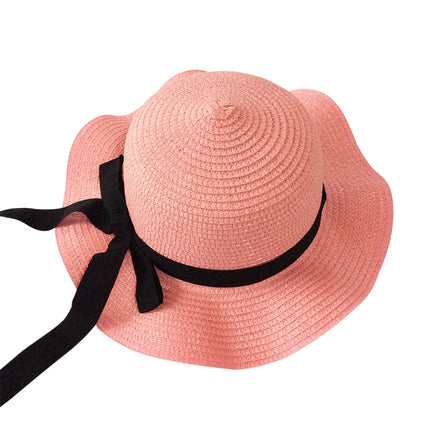 Ribbon Wavy Straw Hat for Kids - Wnkrs