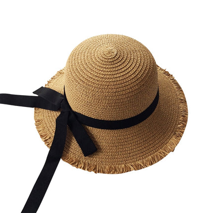 Ribbon Wavy Straw Hat for Kids - Wnkrs