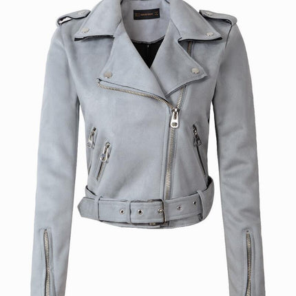 Women's Belted Crop Biker Jacket - Wnkrs