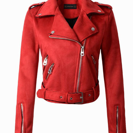 Women's Belted Crop Biker Jacket - Wnkrs
