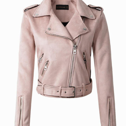 Women's Belted Crop Biker Jacket - Wnkrs