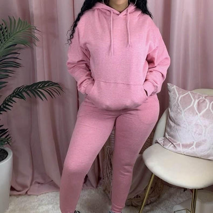 Women's Solid Color Hoodie and Joggers 2 Pcs Set - Wnkrs