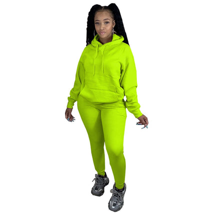 Women's Solid Color Hoodie and Joggers 2 Pcs Set - Wnkrs