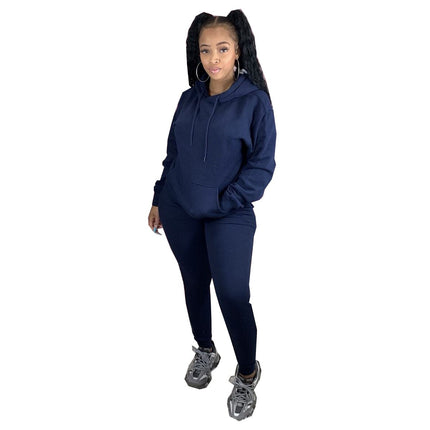 Women's Solid Color Hoodie and Joggers 2 Pcs Set - Wnkrs