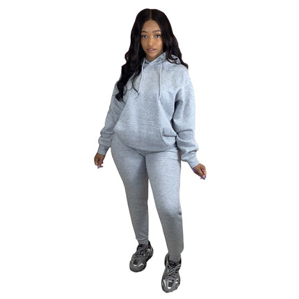 Women's Solid Color Hoodie and Joggers 2 Pcs Set - Wnkrs