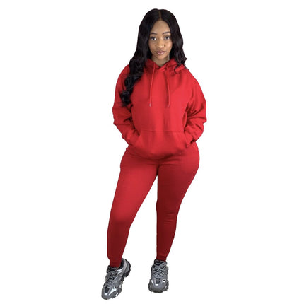 Women's Solid Color Hoodie and Joggers 2 Pcs Set - Wnkrs