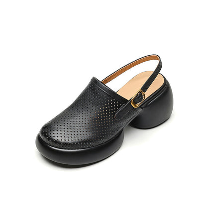 Tacones de plataforma con punta redonda y diseño calado de elegancia veraniega