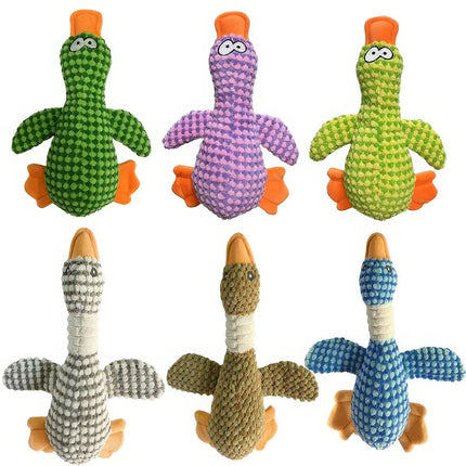 Lindo juguete de peluche con forma de pato que chirría para perros