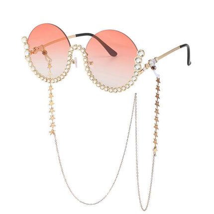 Lunettes de soleil rondes en strass et diamants