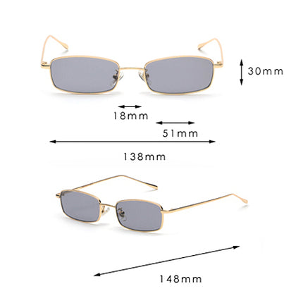 Small Rectangle Sunglasses with Metal Frame - Wnkrs