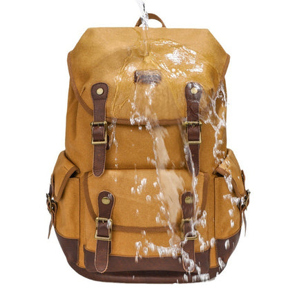 Mochila vintage de lona para exteriores, de gran capacidad, resistente al agua