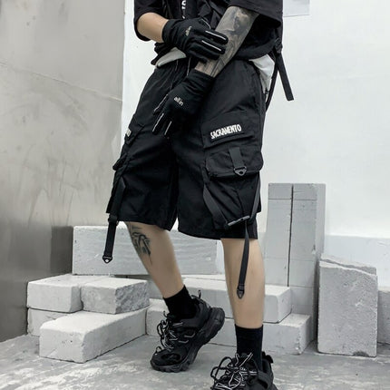 Hip Hop Multi-Pocket Black Shorts for Men - Wnkrs
