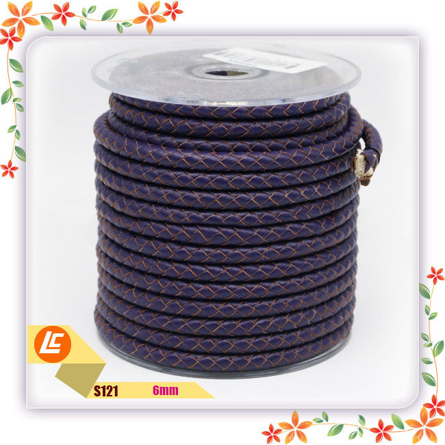 Braided Black Real Cowhide Rope Round